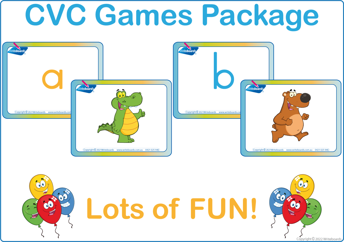 CVC Games Package for teachers using Animal Phonic Pictures and Letters, CVC Games using Zoo Phonics