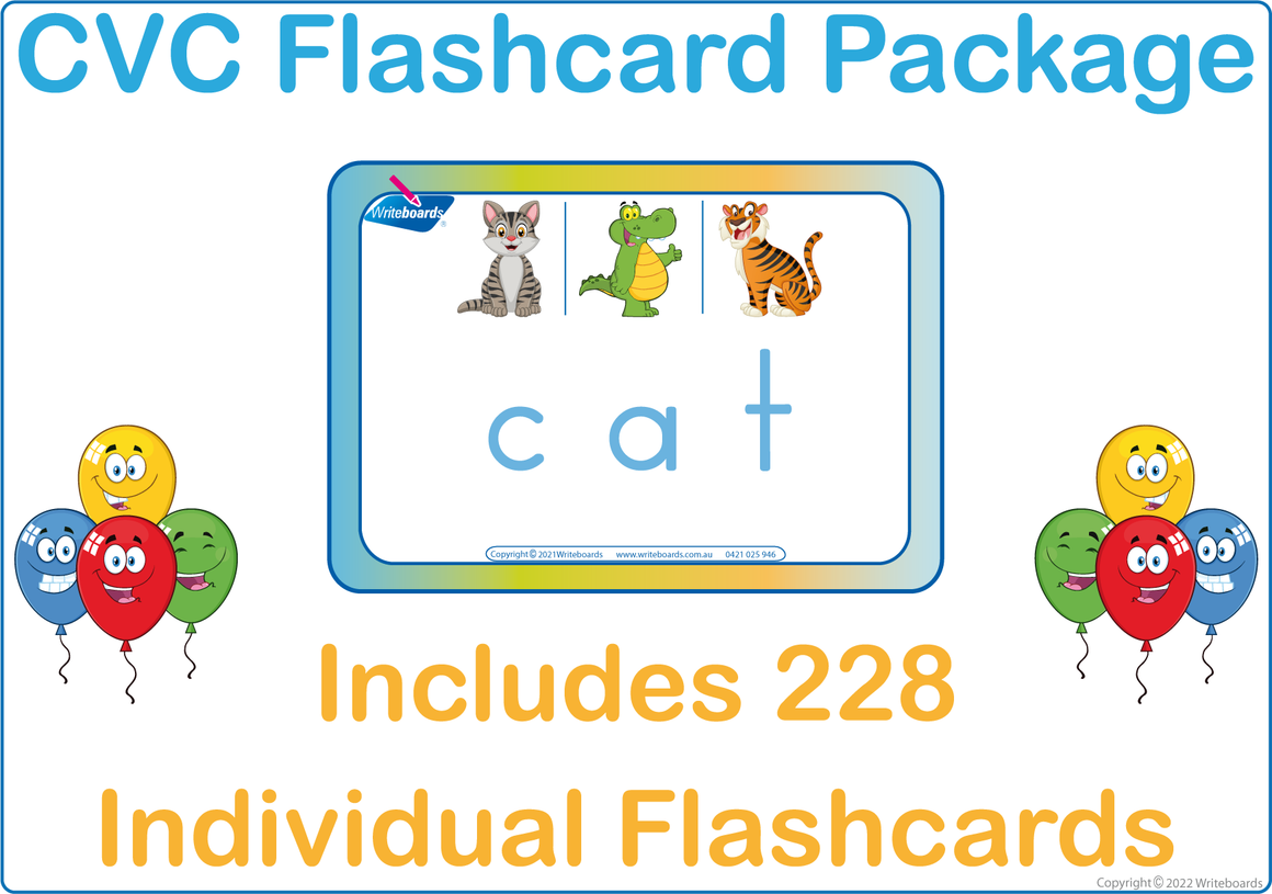 CVC Rhyming Flashcard Package for Teachers, Zoo Phonic CVC Colorful Flashcards for Teachers