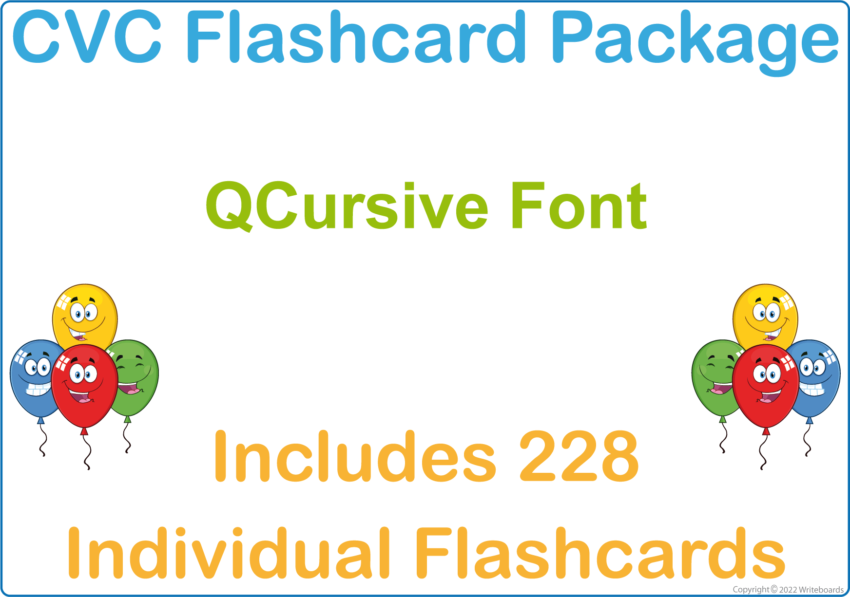 QCursive Font CVC Package for Teachers, QLD Beginner Font CVC Flashcard Package using Animal Phonics