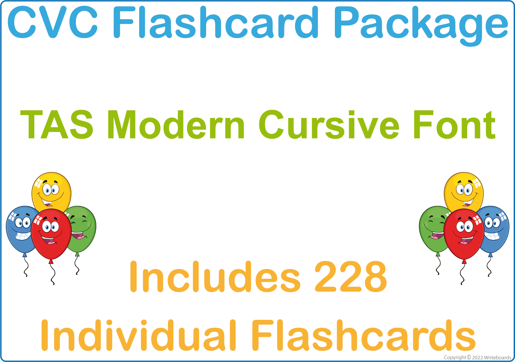 TAS Modern Cursive Font CVC Package for Teachers, CVC Flashcard Package using Animal Phonics for Teachers