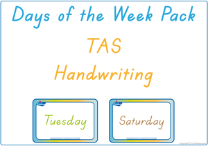 Busy Book Days of the Week completed using TAS Beginner's Font