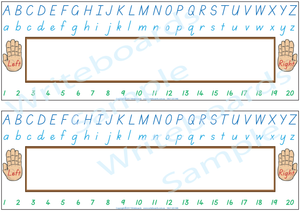 TAS Modern Cursive Font Desk Strips for Tutors, Childcare & Occupational Therapists includes seven different styles