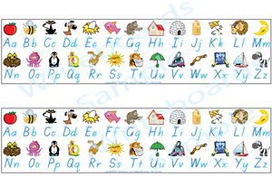 TAS Modern Cursive Font Desk Strips for Tutors, Childcare & Occupational Therapists includes seven different styles
