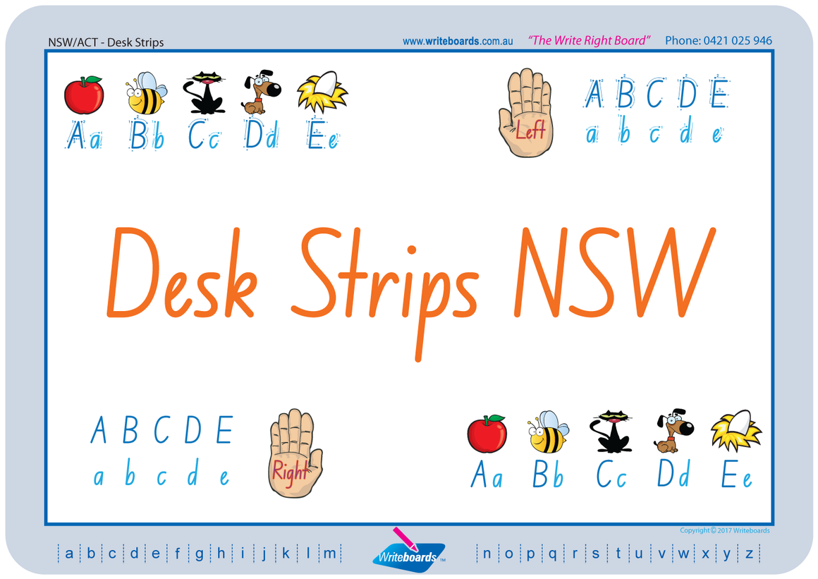 Childcare and Preschool Desk Strips for NSW and ACT, NSW Foundation Font Desk Strips for Childcare