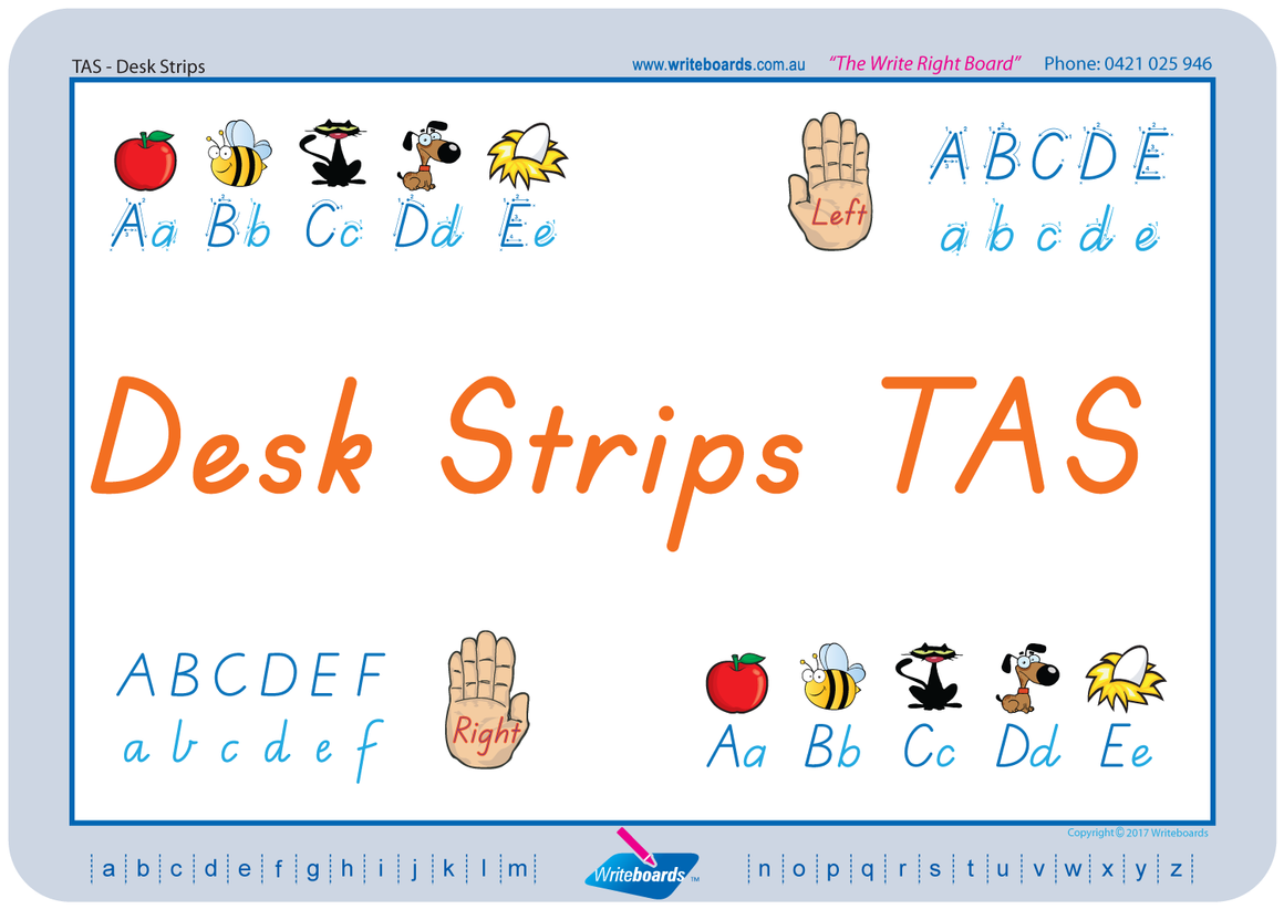 Childcare and Kindergarten Desk Strips for TAS, TAS Modern Cursive Font Desk Strips for Childcare