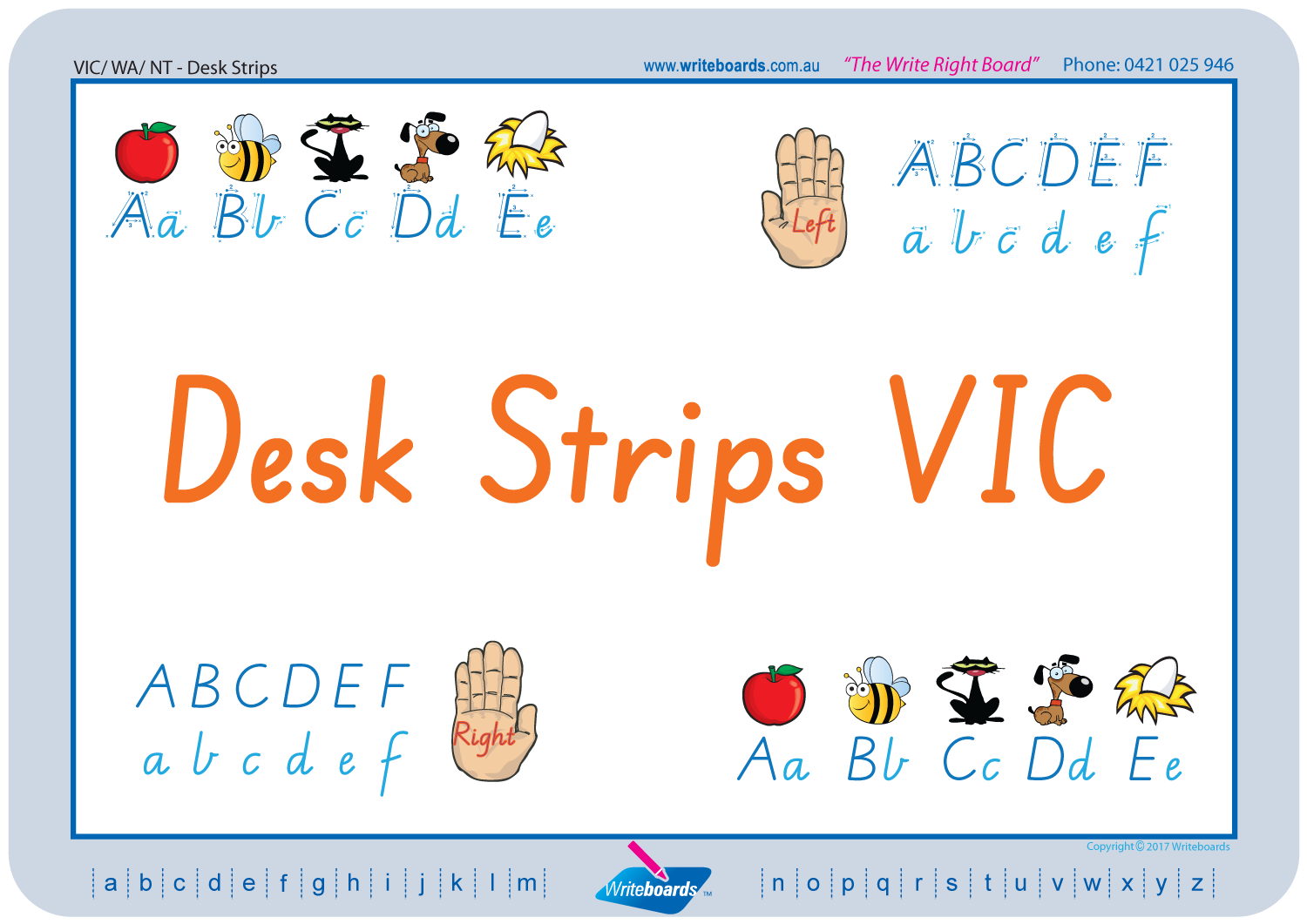 Childcare and Kindergarten Desk Strips for VIC, VIC Modern Cursive Font Desk Strips for Childcare