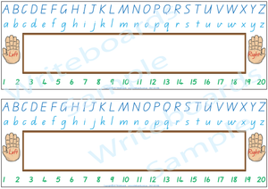 QLD Modern Cursive Font Desk Strips for Tutors, Childcare & Occupational Therapists includes seven different styles