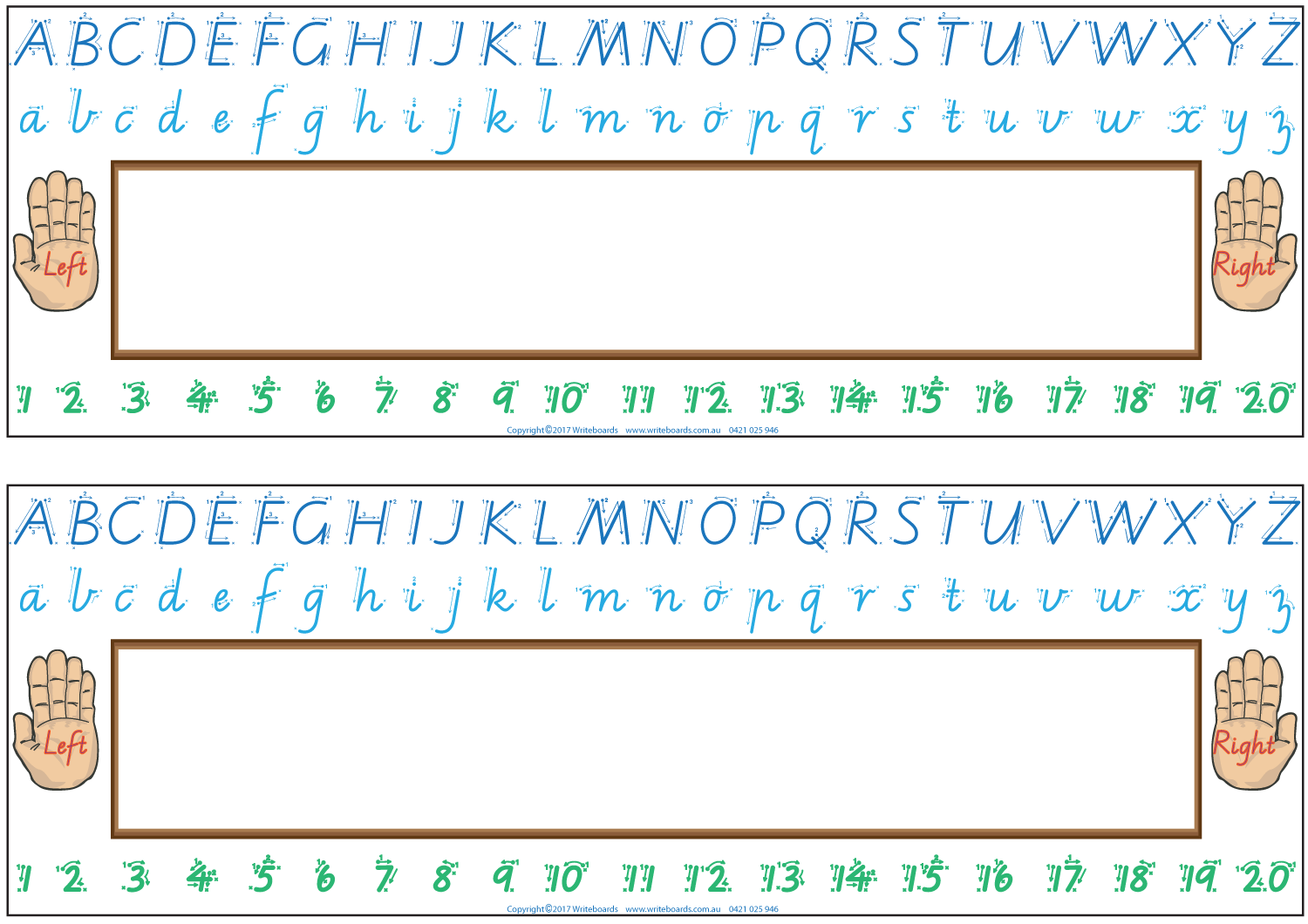 VIC Modern Cursive Font Desk Strips for Tutors, Childcare & Occupational Therapists includes seven different styles