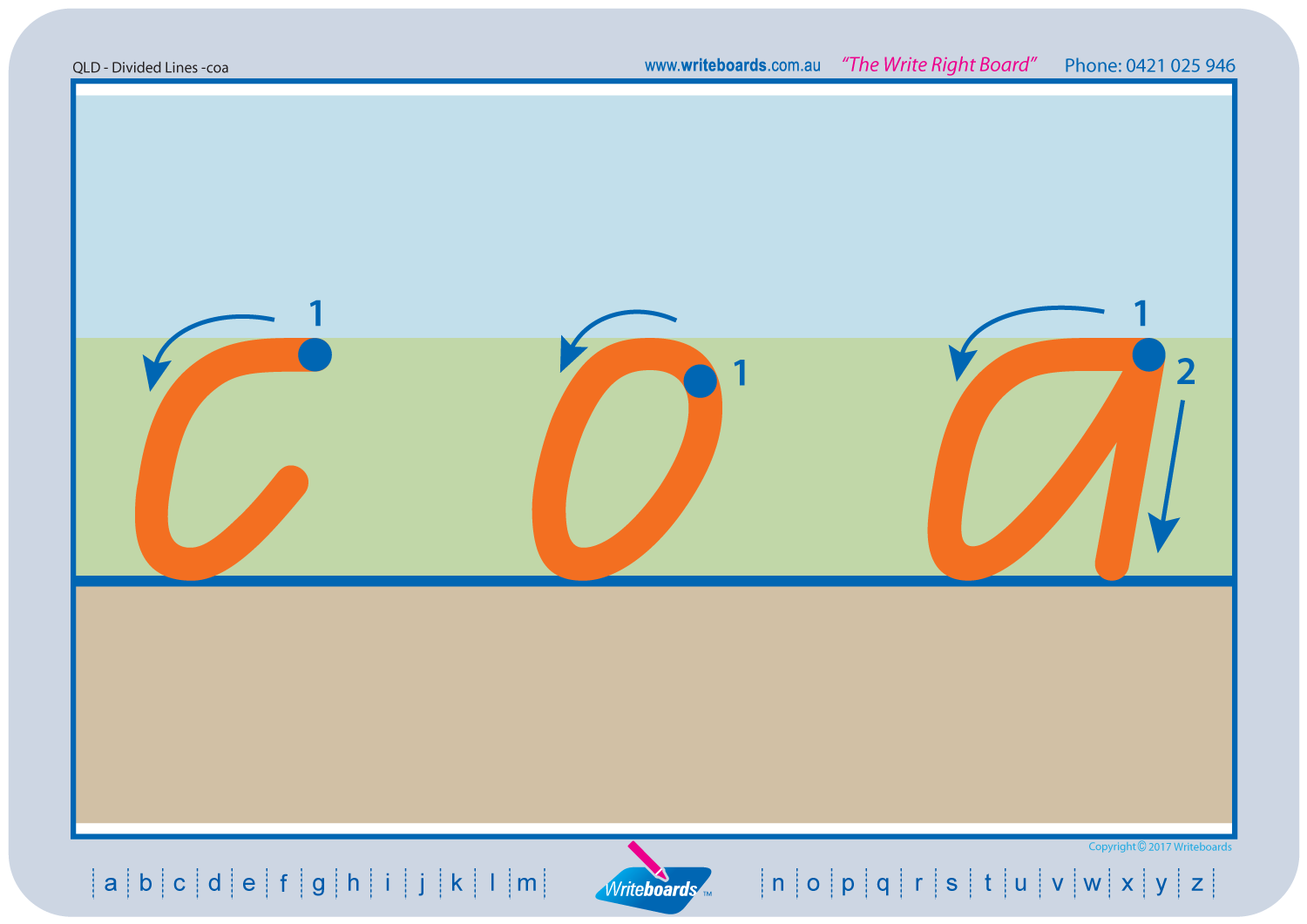 QCursive Resources for Childcare, QLD Coloured Lowercase Alphabet Worksheets for Kindergartens and Childcare