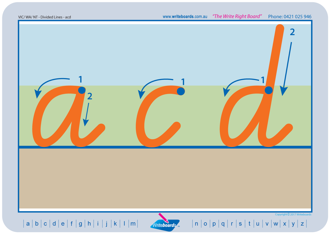 VIC Modern Cursive Font Divided Line letter formation tracing worksheets, VIC Literacy Resources for Teachers