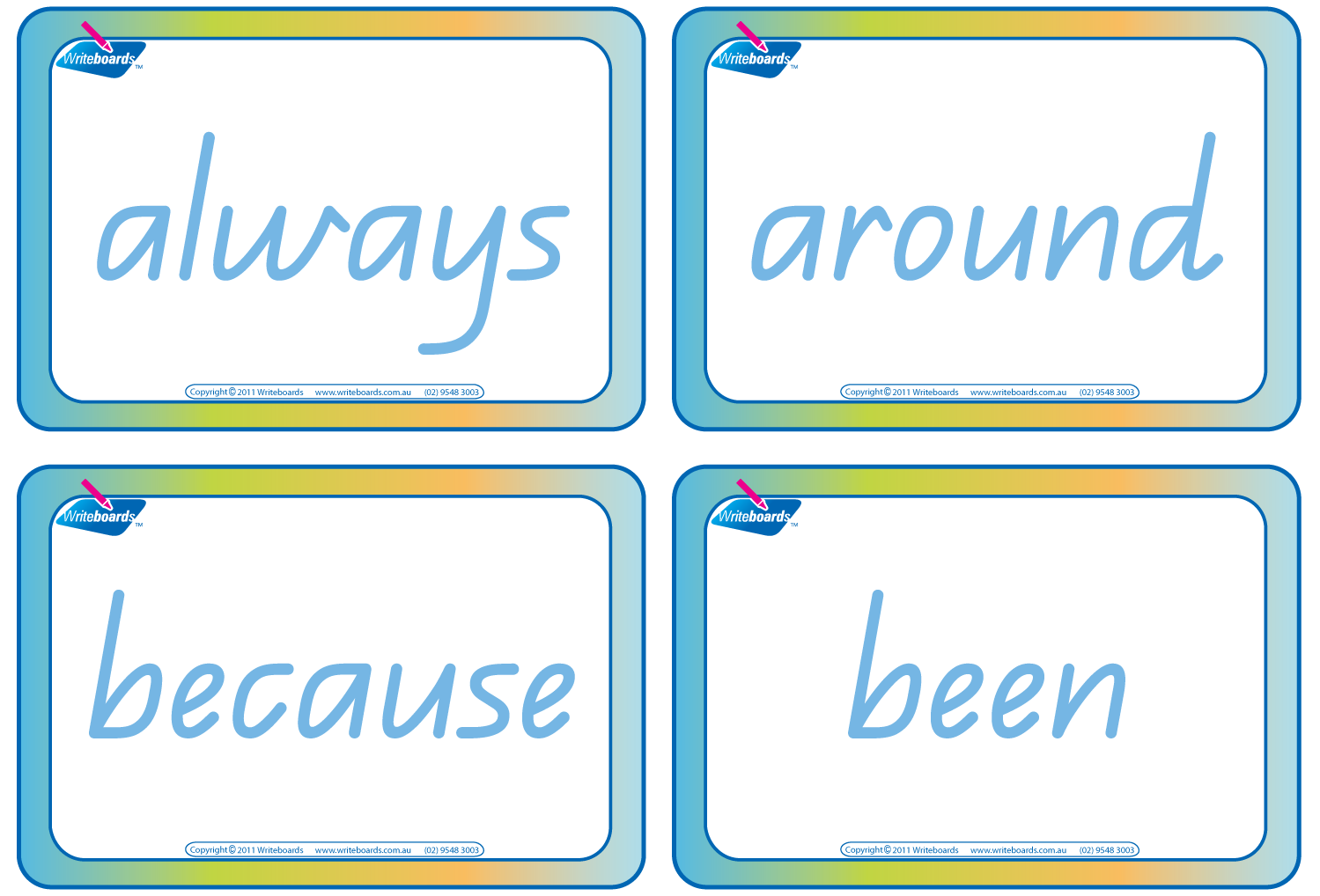 Dolch Words Flashcards completed using QLD Modern Cursive Font for Tutors and Occupational Therapists