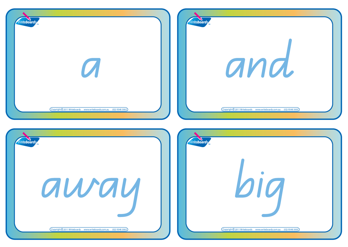 QLD Dolch Words Flashcards for Childcare and Kindergartens