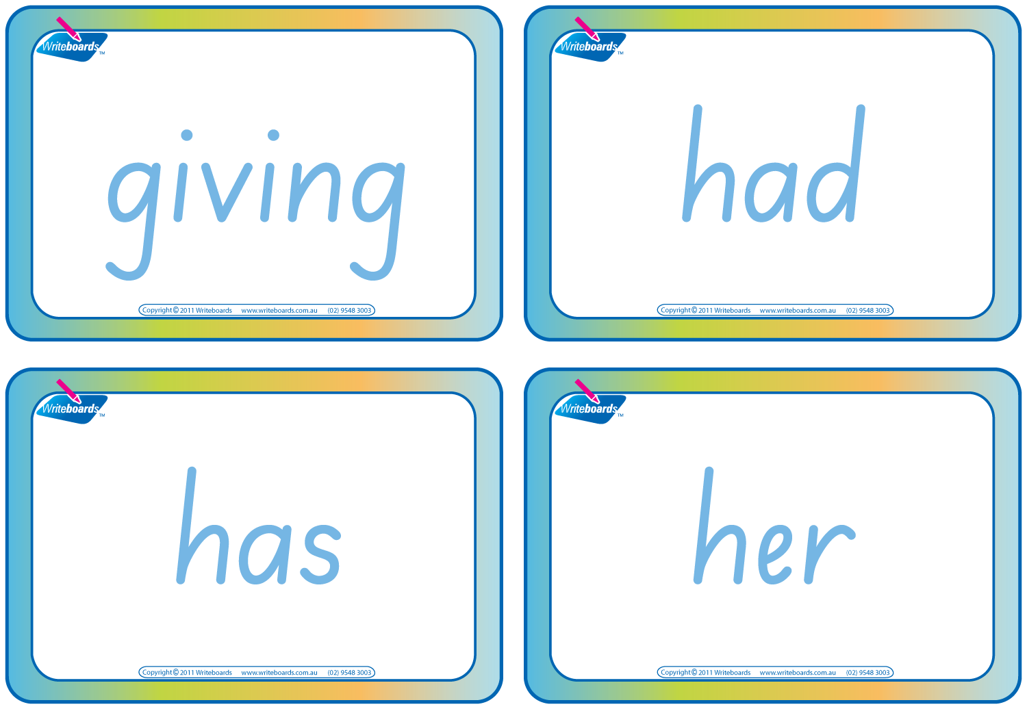 Dolch Words Flashcards completed using SA Modern Cursive Font for Tutors and Occupational Therapists