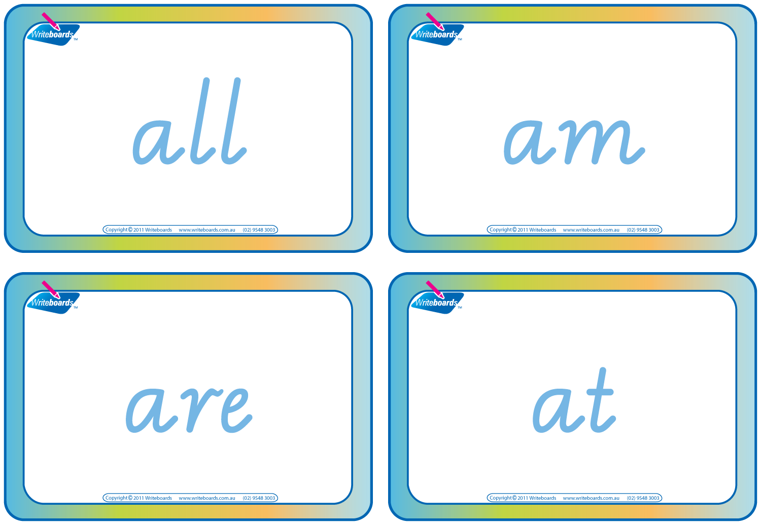 Dolch Words Flashcards completed using VIC Modern Cursive Font for Tutors and Occupational Therapists