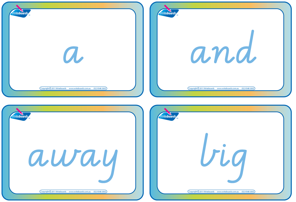Dolch Words Flashcards completed using VIC, WA and NT handwriting, fantastic for Special Needs children.