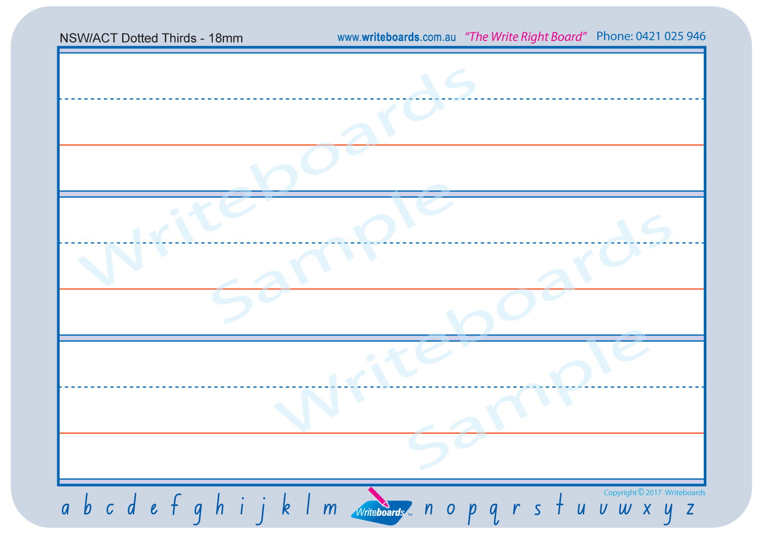 NSW Foundation Font Dotted Thirds Worksheets, NSW and ACT alphabet at the bottom of each page