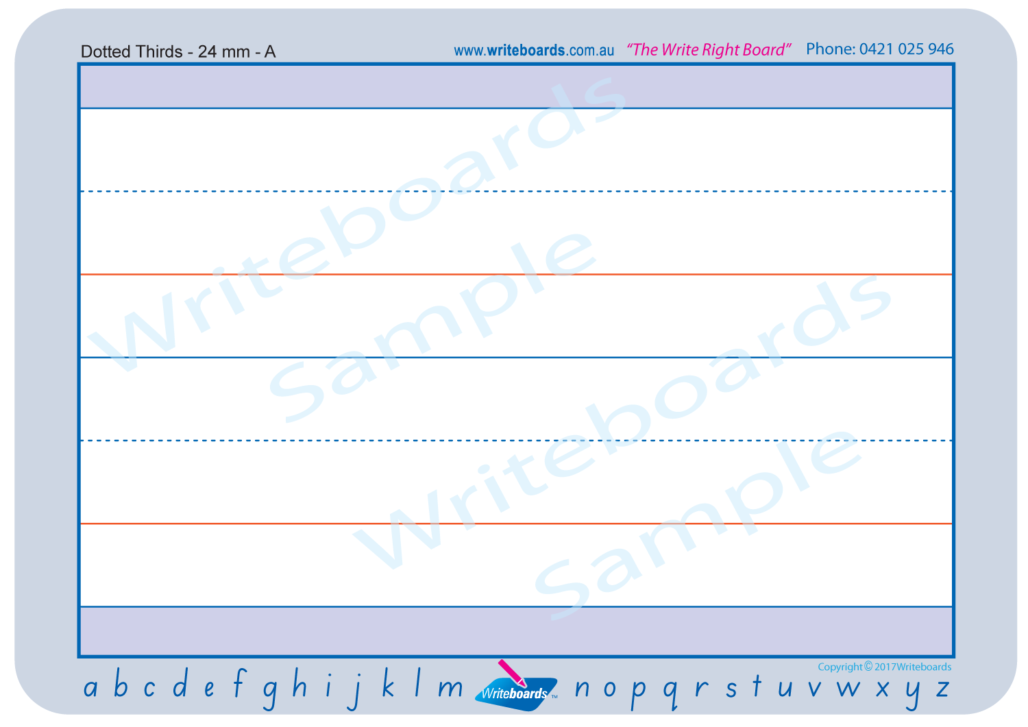 SA Modern Cursive Font Dotted Third Line Worksheets for Childcare and Preschool