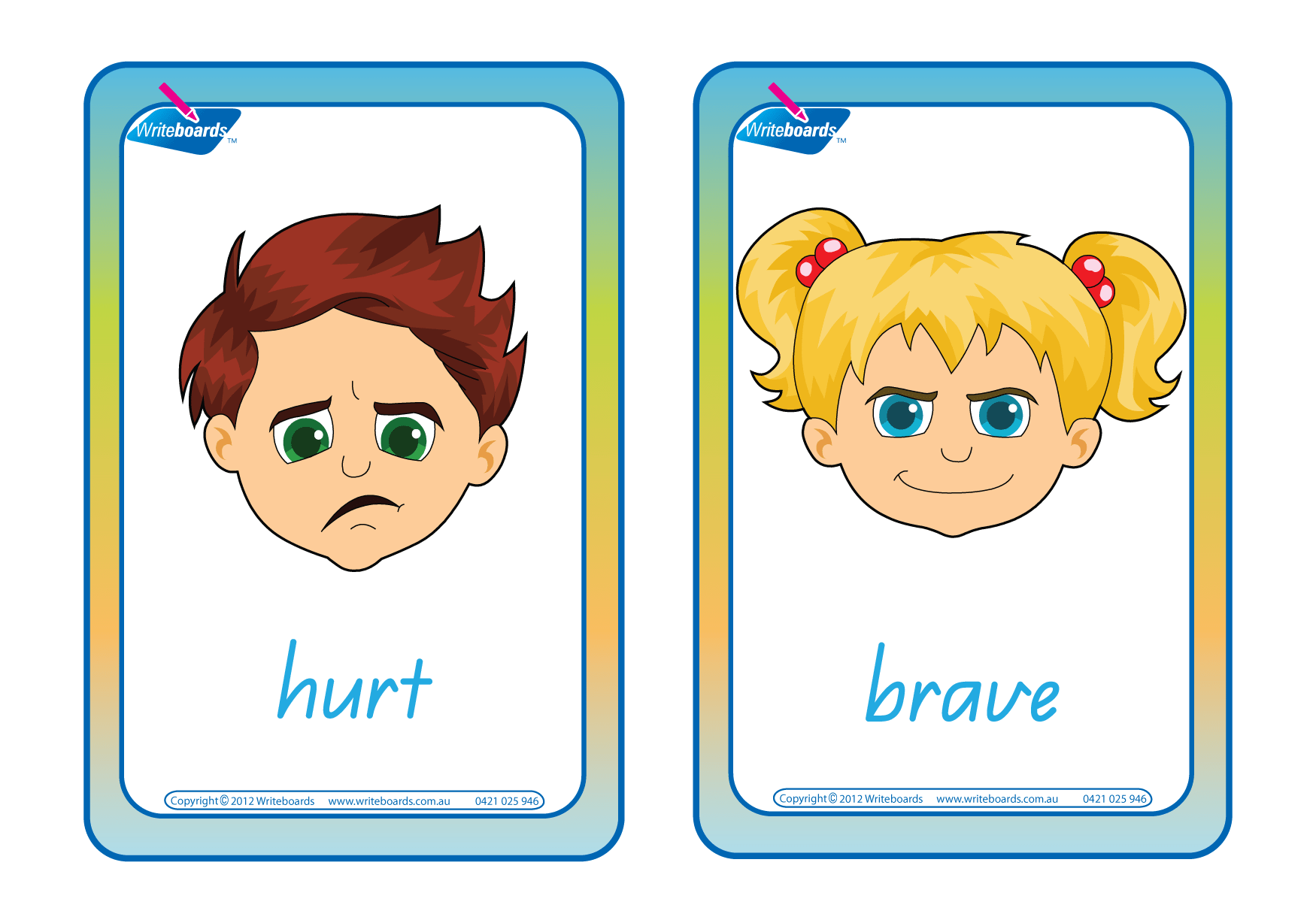 Teach emotional literacy with QLD Modern Cursive Font Emotions Flashcards, Downloadable QLD Teachers Resources