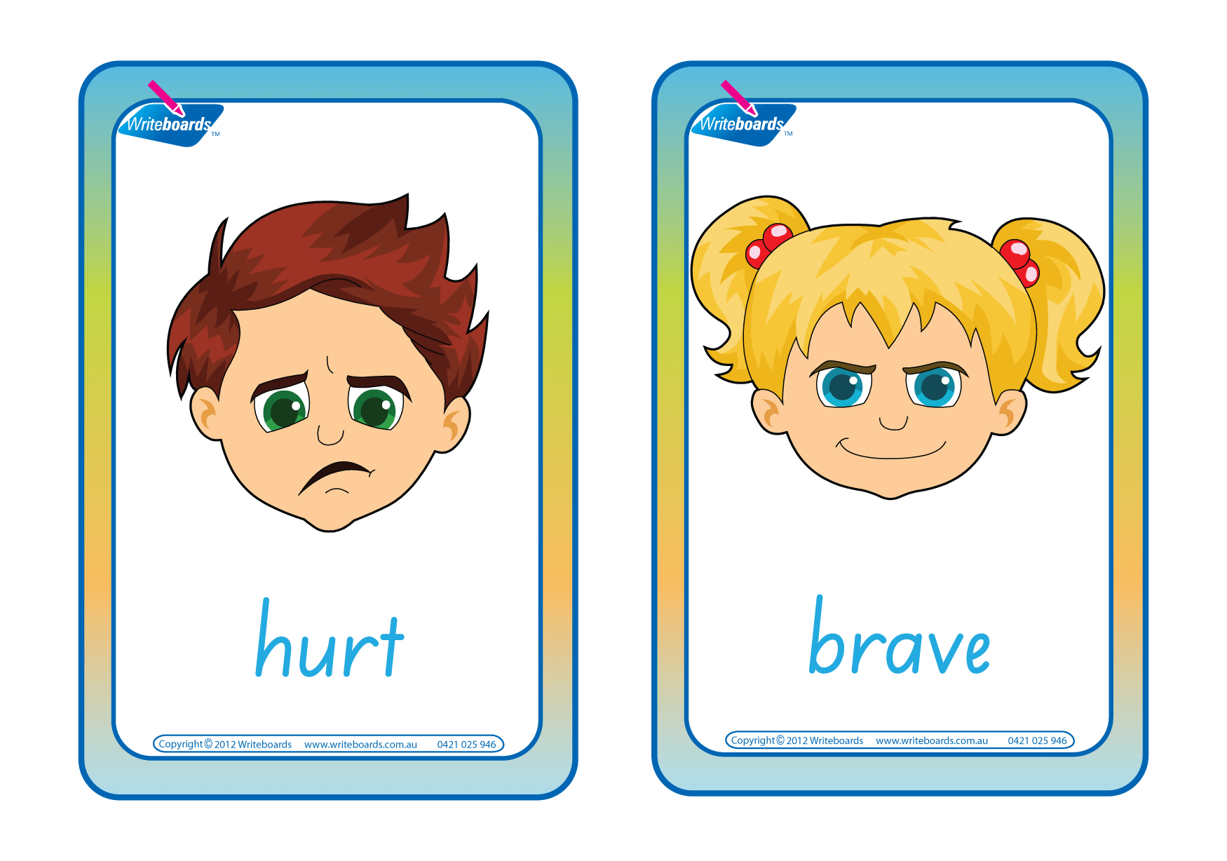 Emotion Flashcards completed in SA Modern Cursive Font for Occupational Therapists and Tutors