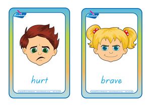TAS Modern Cursive Font Emotion Flashcards for teachers, TAS emotion flashcards for teachers