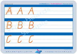 QLD Beginners Font Upper Case Alphabet Worksheets, QLD Beginners Font Upper Case Tracing Worksheets