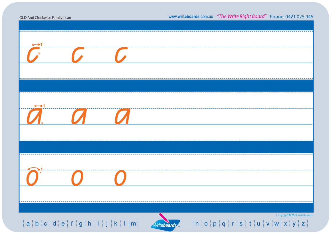 QLD Modern Cursive Font Lowercase Alphabet Worksheets, QLD Modern Cursive Font Alphabet Tracing Worksheets