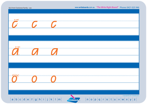 QLD Modern Cursive Font Family Letter Worksheets for Occupational Therapists and Tutors