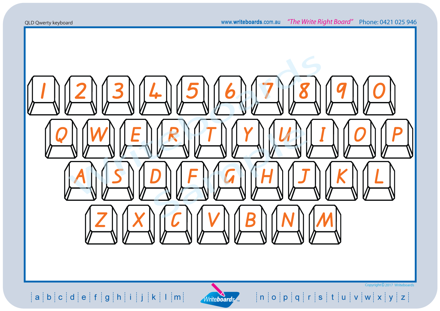 QWERTY keyboard with the QLD Modern Cursive Font handwriting for Tutors and Occupational Therapists