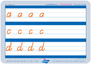 TAS Modern Cursive Font Family Letter Worksheets for Occupational Therapists and Tutors