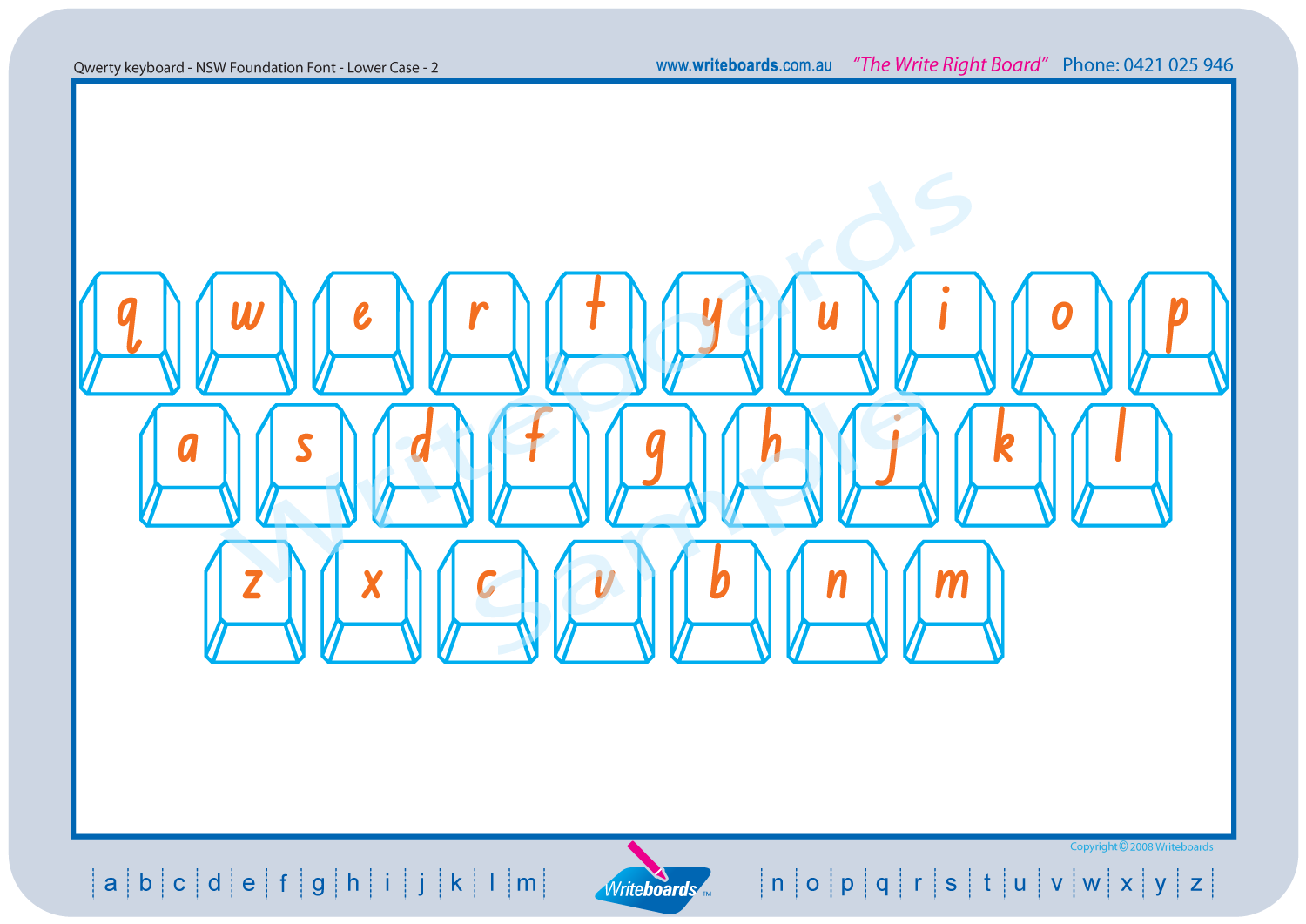 QWERTY keyboard with the NSW Foundation Font handwriting for Tutors and Occupational Therapists