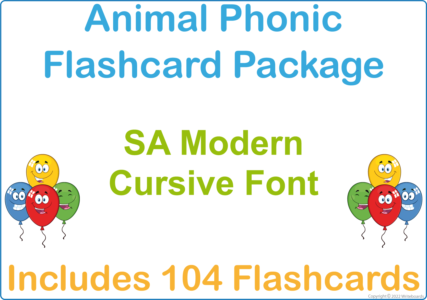 SA Modern Cursive Font Animal Phonic Flashcards for Teachers, SA Modern Cursive Font Zoo Phonic Flashcards