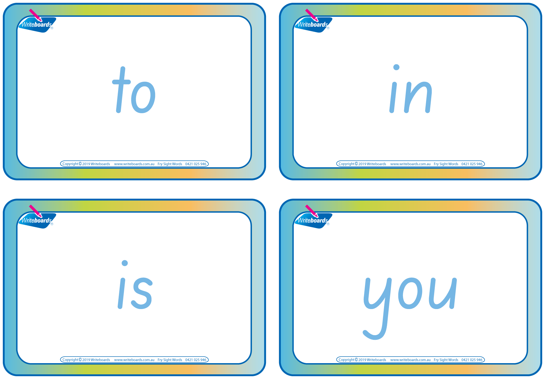 SA Modern Cursive Font Sight words and sign language flashcards for Childcare, SA Childcare Resources