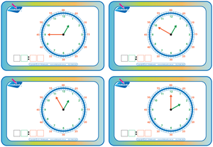 Learn to Tell the Time flashcards and worksheets that teach the time in five minute increments.