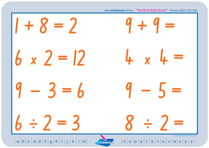 NSW Foundation Font Maths Worksheets for teachers, Addition, subtraction, multiplication, and division to twelve