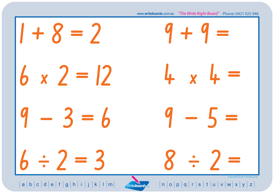NSW Foundation Font Maths Worksheets for Occupational Therapists and Tutors