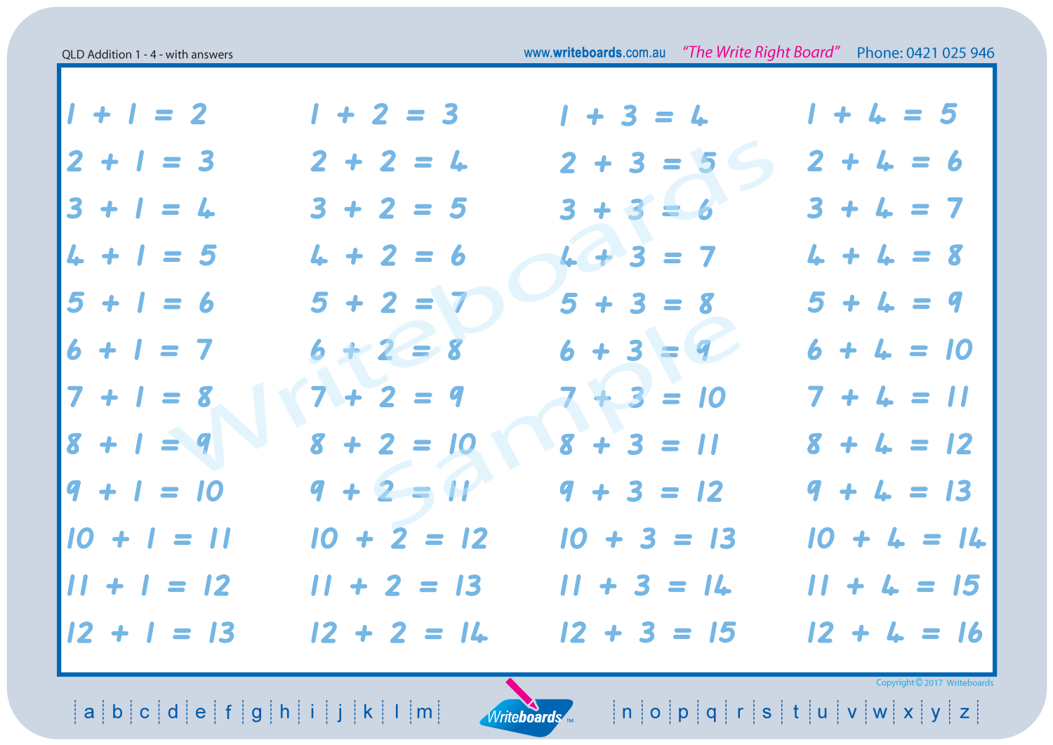 QLD Modern Cursive Font Maths Worksheets, Addition-Subtraction-Multiplication and Division from 1 to 12