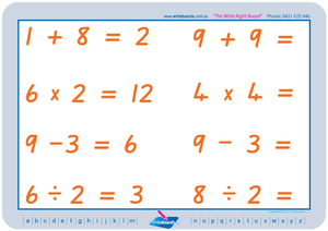 QLD Modern Cursive Font Maths Worksheets, Addition-Subtraction-Multiplication and Division from 1 to 12