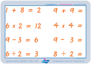 VIC Modern Cursive Font Maths Worksheets for teachers, Addition, Subtraction, Multiplication, and Division to twelve
