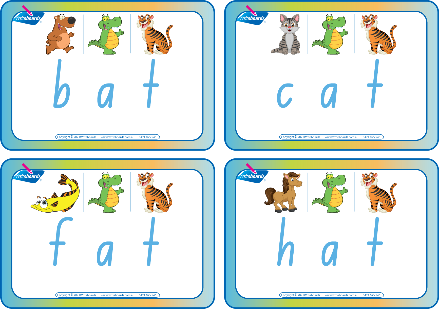 NSW CVC Flashcards, Printable NSW Animal Phonics CVC Rhyming Flashcards, Printable NSW Zoo Phonic CVC Flashcards