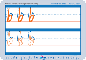 Teach your child to Form the NSW School alphabet using large Dotted Thirds Letters