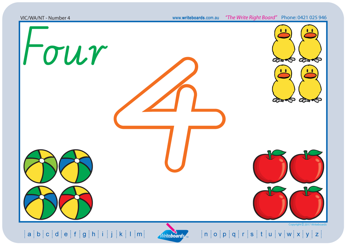 Childcare and Kindergarten Resources, VIC Modern Cursive Font Beginner Number Worksheets and Flashcards for Childcare