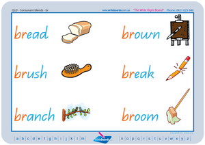 QLD Modern Cursive Font Phonic Consonant Blends worksheets and templates