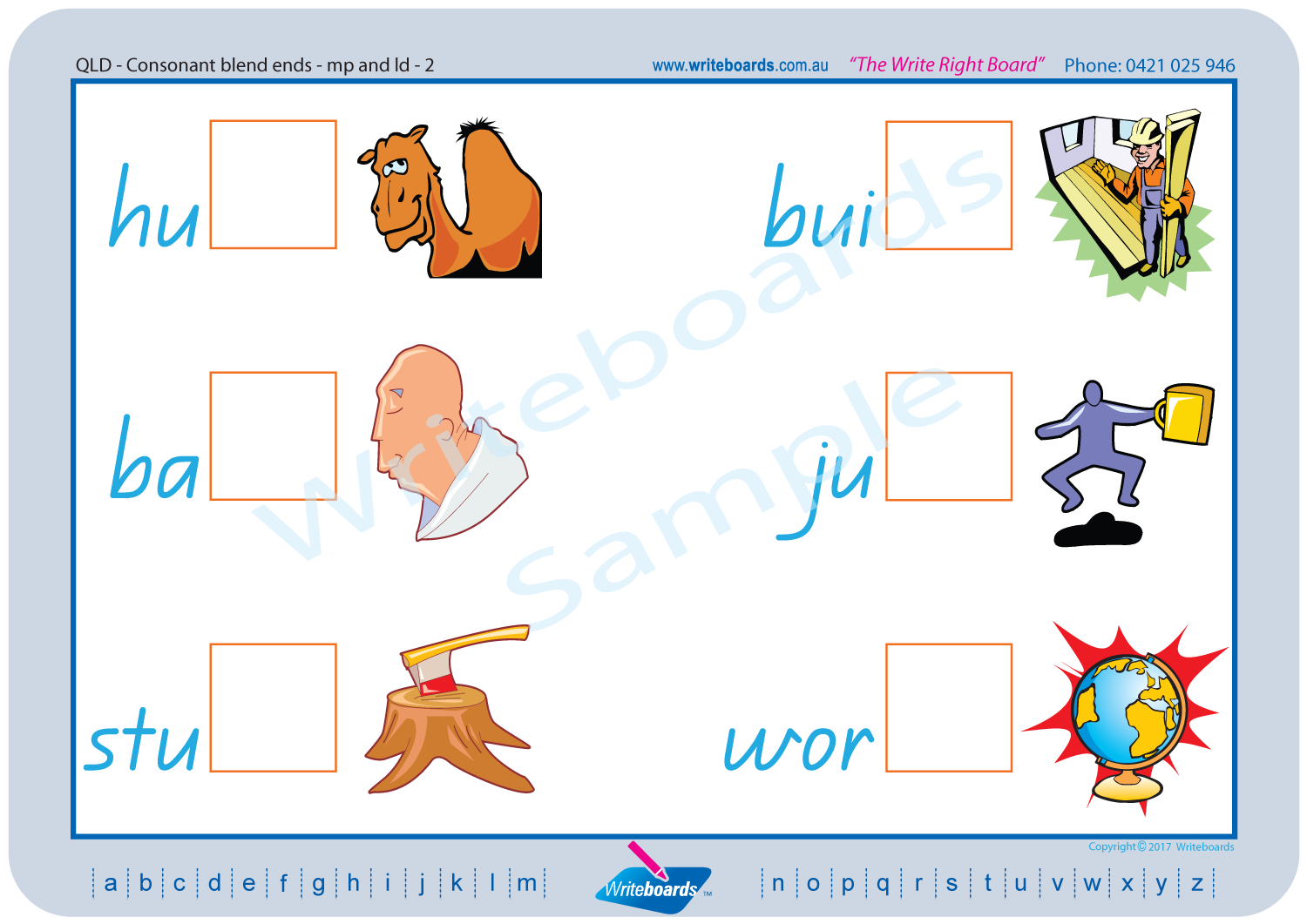 QLD Modern Cursive Font Phonic Consonant Blends Worksheets