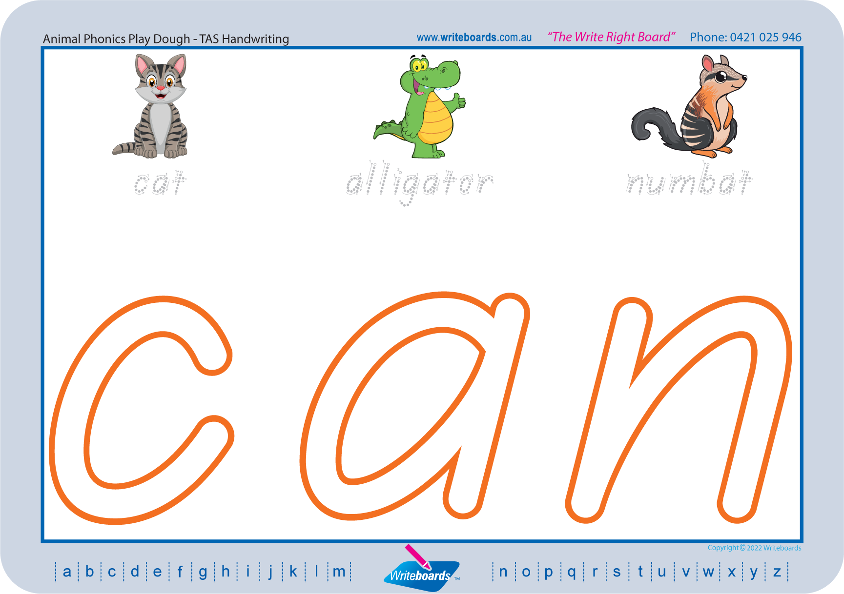 TAS Modern Cursive Font Animal Phonic Worksheets, TAS Modern Cursive Font Zoo Phonic Worksheets