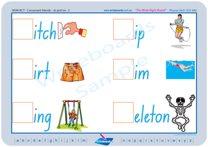 NSW Foundation Font Colour Coded Phonic Consonant Blends Worksheets for Occupational Therapists and Tutors