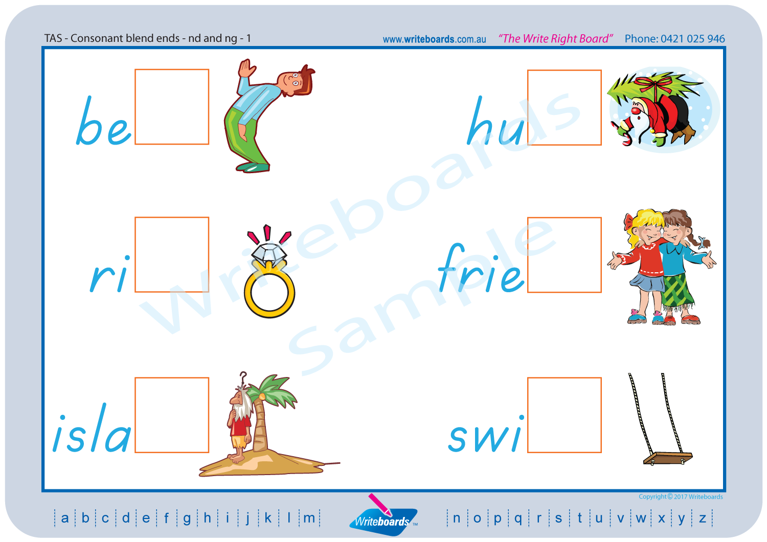 TAS Childcare Resources, TAS Colour Coded Phonic Consonant Blends Worksheets and Flashcards for Childcare and Kindergarten