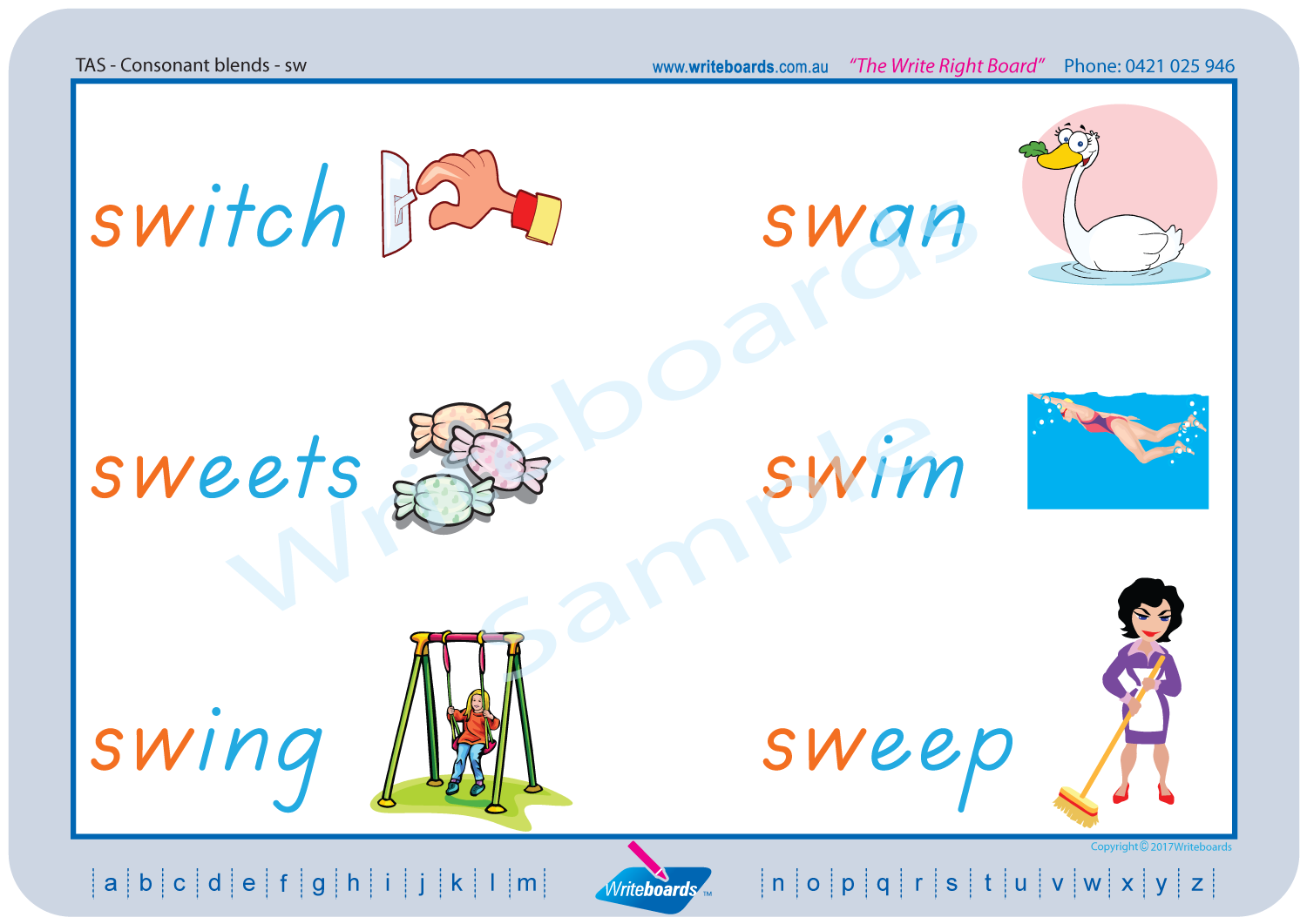 TAS Childcare Resources, TAS Colour Coded Phonic Consonant Blends Worksheets and Flashcards for Childcare and Kindergarten