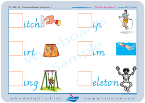 Phonic Consonant Blends worksheets completed using VIC Modern Cursive Font. Great for special need kids.