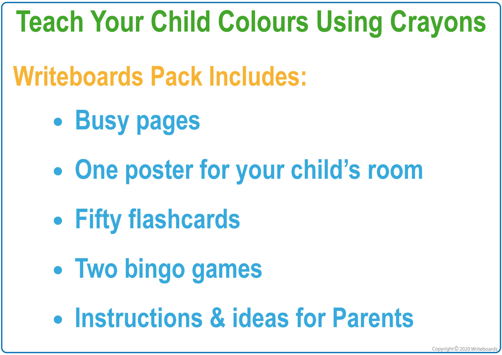 Teach your child colours with our NSW Foundation Font Busy Book with posters and flashcards