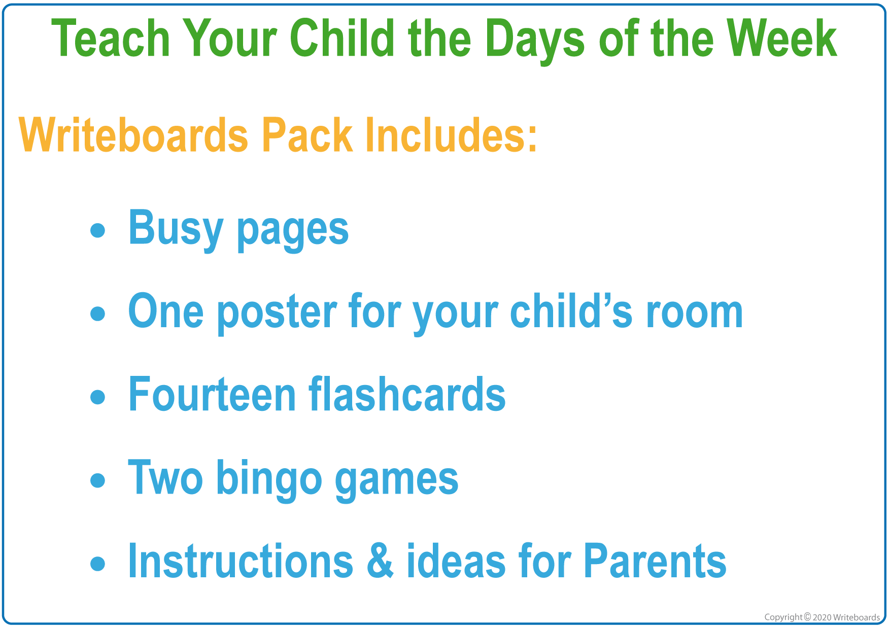 NSW Foundation Font days of the week busy book featuring 16 pages including flashcards and games